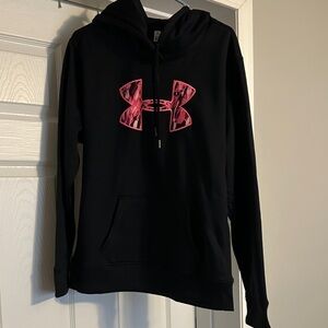 Under Armour Black Hoodie with Vibrant Pink Logo